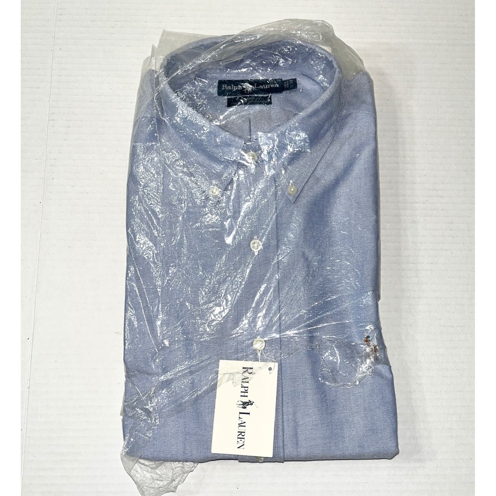 NWT Ralph Lauren Oxford Button Down Shirt Men's 16 Blue Yarmouth Vintage 90s